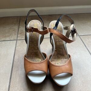 Sam Edelman Brown and White Women's Sandal Wedges US 9.5 EUR 41